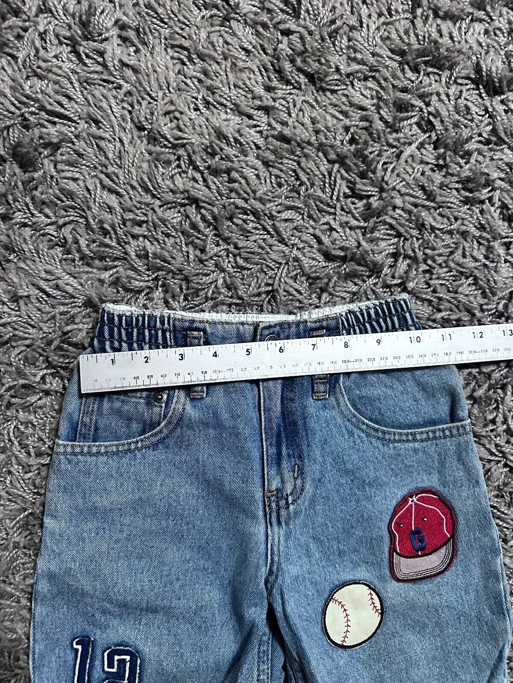 Vintage 90s Gap Kids Cotton Denim Baseball Embroidered Shorts Size 5